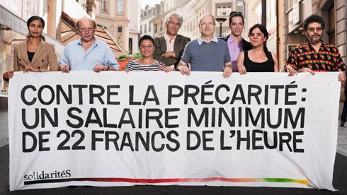 Contre la précarité: un salaire minimum de 22 francs de l’heure. SolidaritéS Vaud.