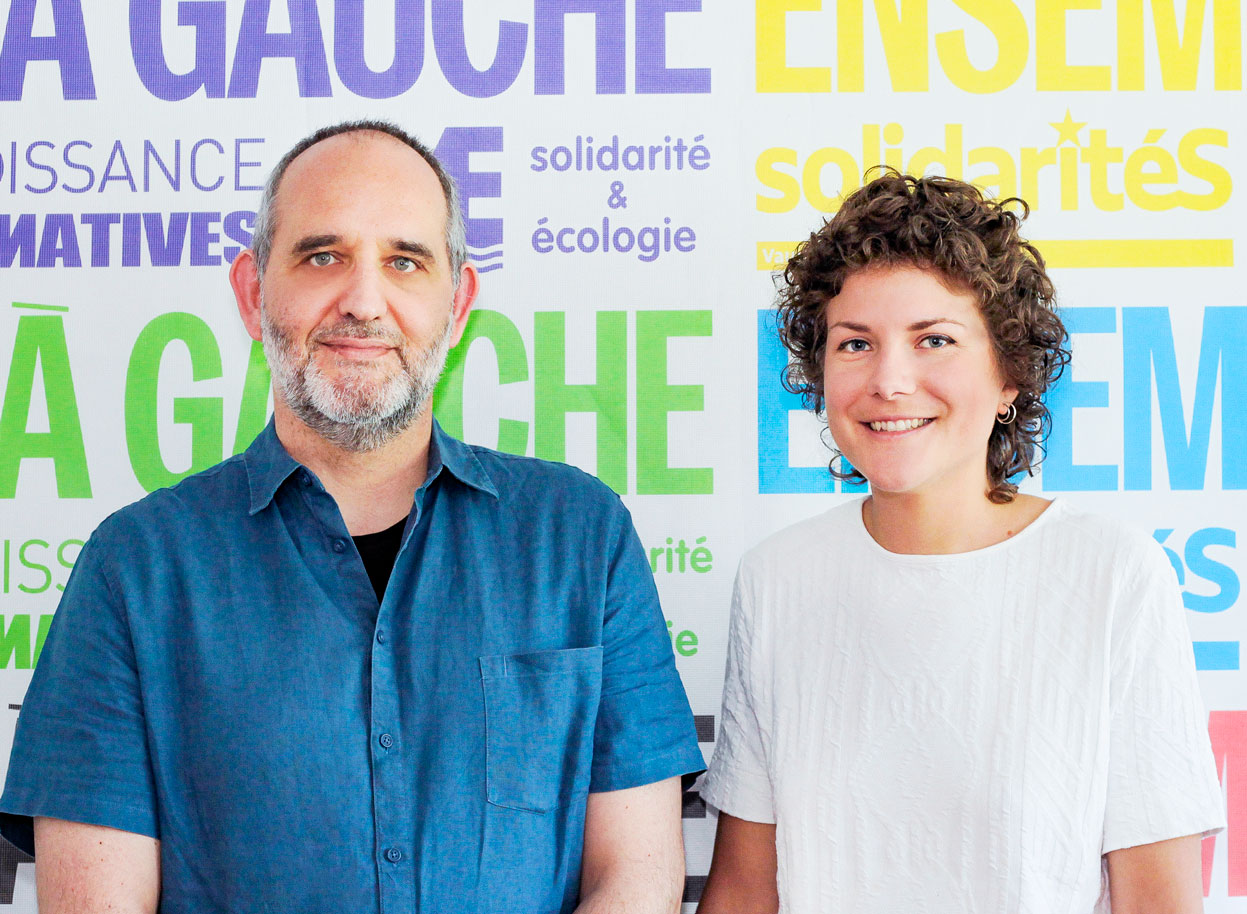 Fanziska Meinherz et Yvan Luccarini, candidat·e·s d’Ensemble à Gauche Vaud au conseil des États
