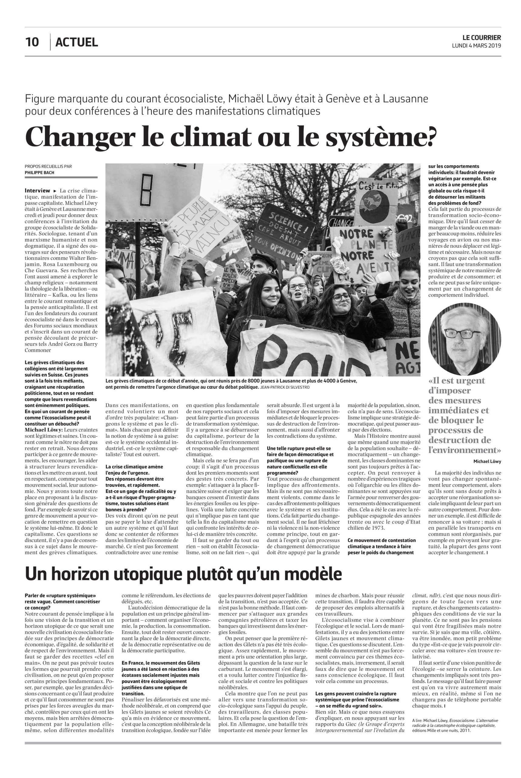 entretien lowy le courrier