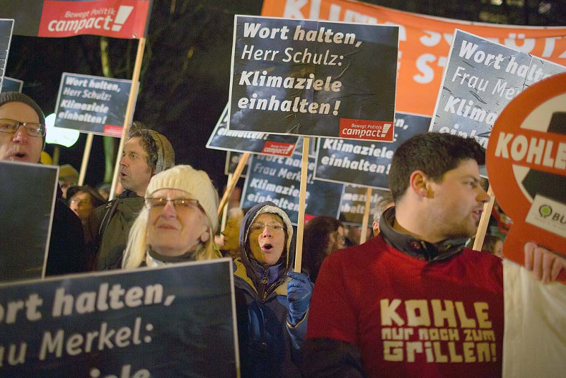 Manifestation pour que les «objectifs climatiques 2020» ne soient pas abandonnés lors des négociations, Berlin, 11 janvier 2018