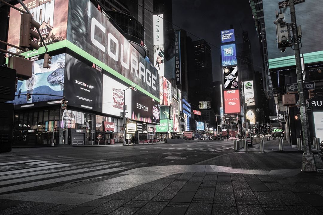 Times Square, New York, 25 mars 2020