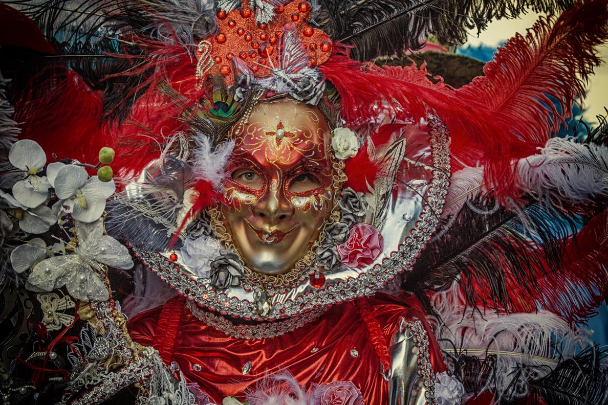 Une femme déguisée pour carnaval