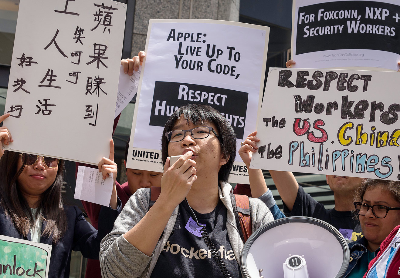 Manifestation contre les conditions de travail dans les usines Apple