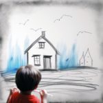 Un enfant dessine une maison