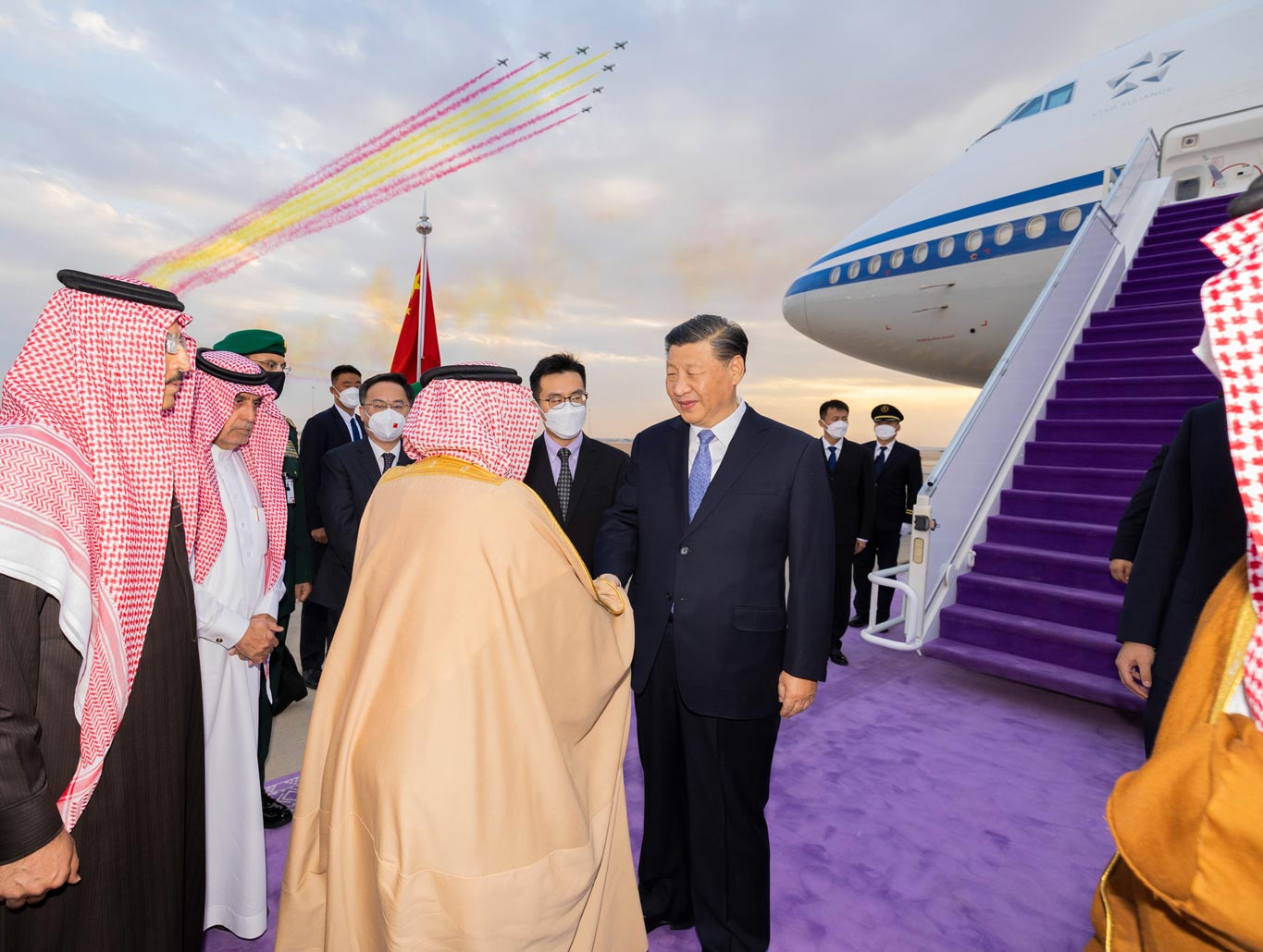 Xi Jingping lors de son arrivée en Arabie saoudite en 2022