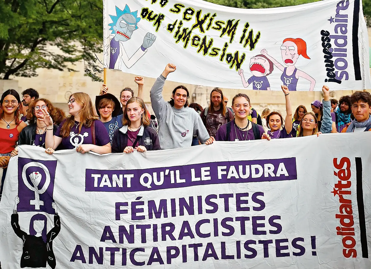 Des membres de solidaritéS Genève à la manifestation du 14 juin