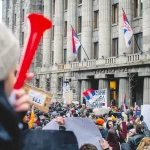 Rassemblement devant la Cour constitutionnelle de Belgrade, 12 janvier 2025.