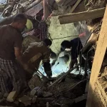 Immeuble bombardé à Téhéran