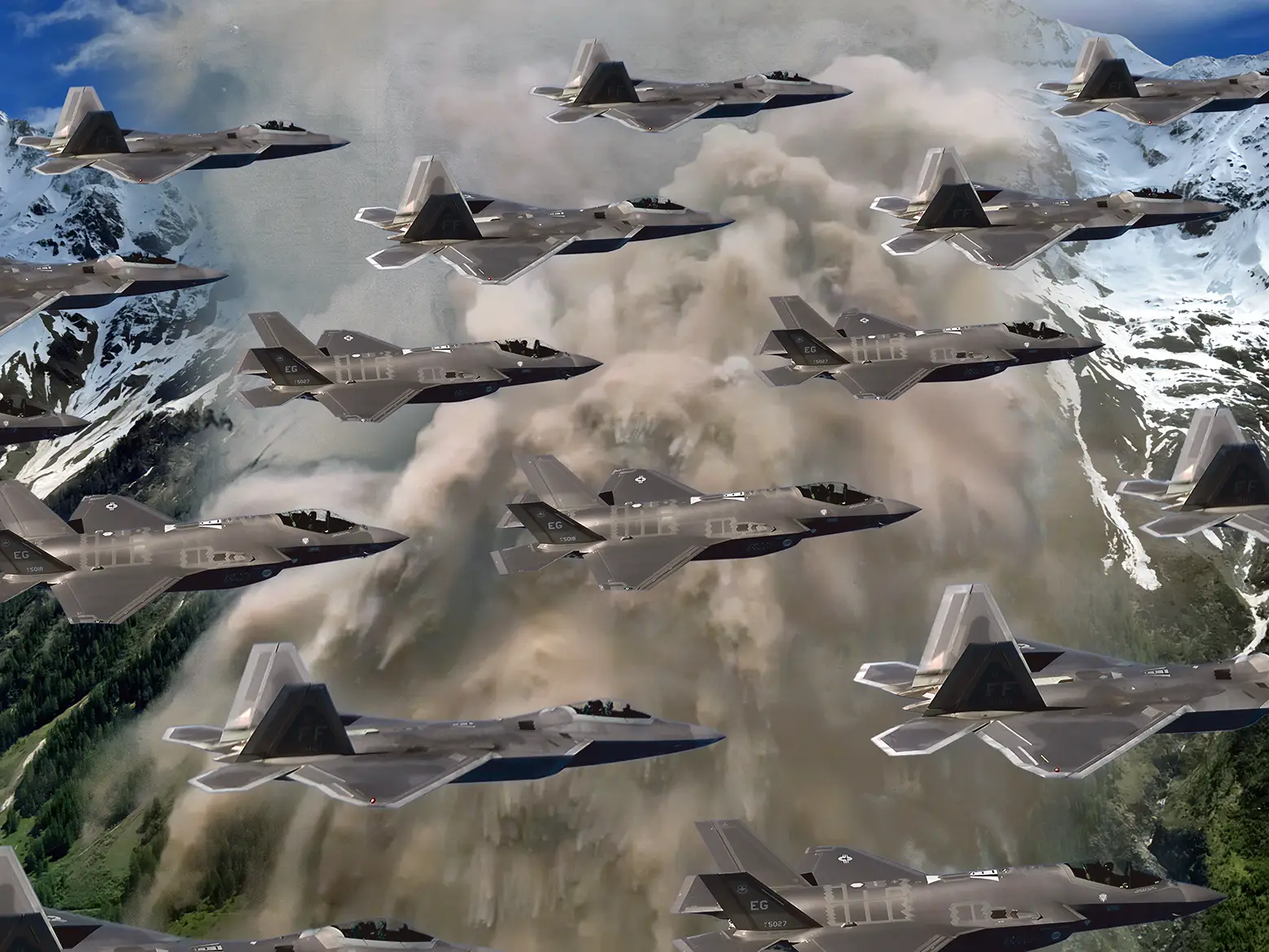 F-35 survolant Blatten
