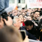 Zoe Konstantopoulou lors d'une manifestation à Athènes