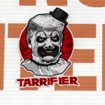 Autocollant représentant Donald Trump en clown taxateur