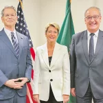 Le Secrétaire au Trésor étasunien Scott Bessent, Karin Keller-Sutter et Guy Parmelin