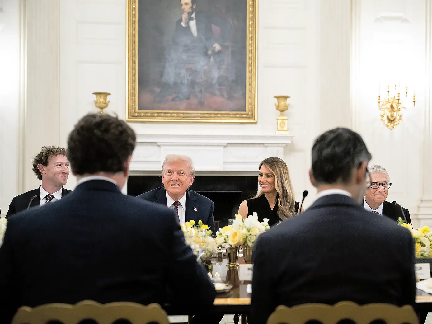 Mark Zuckerberg, Bill Gates, Sundar Pichai avec Donald Trump