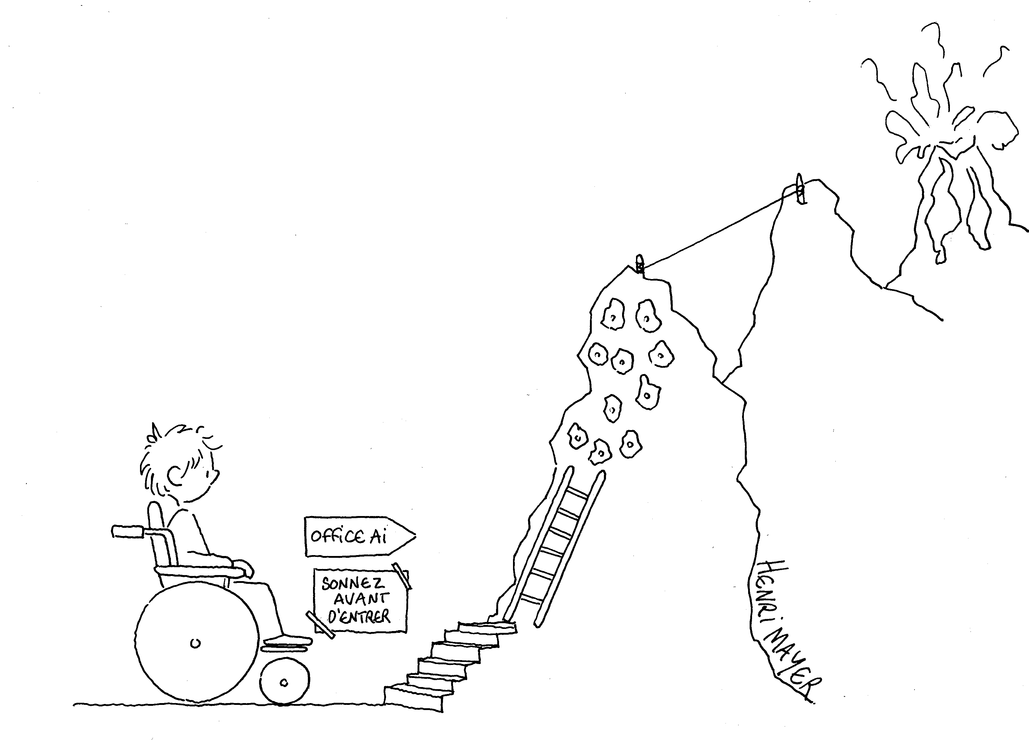 Dessin humoristique sur le problème de l'accès à l'assurance-invalidité