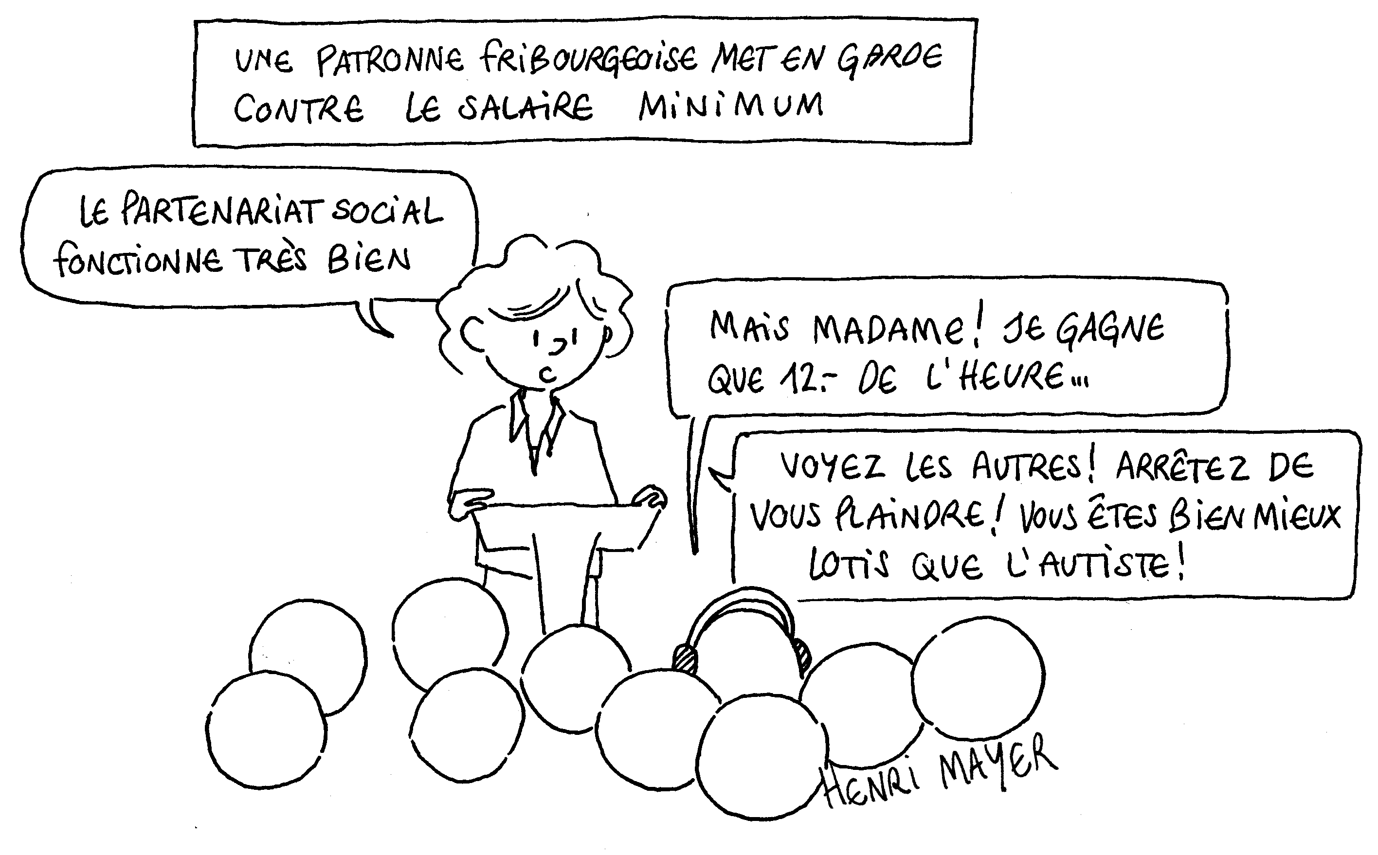 Un dessin humoristique sur le salaire minimum et les personnes handicapées