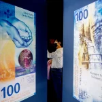 Billets de francs suisses exposés à la Banque nationale suisse