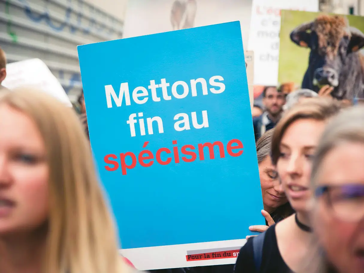 Pancarte "mettons fin au spécisme”