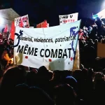 Banderole «Austérité, violences, patriarcat: même combat»