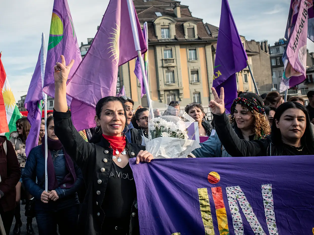 Femmes kurdes lors d'une manifestation féministe