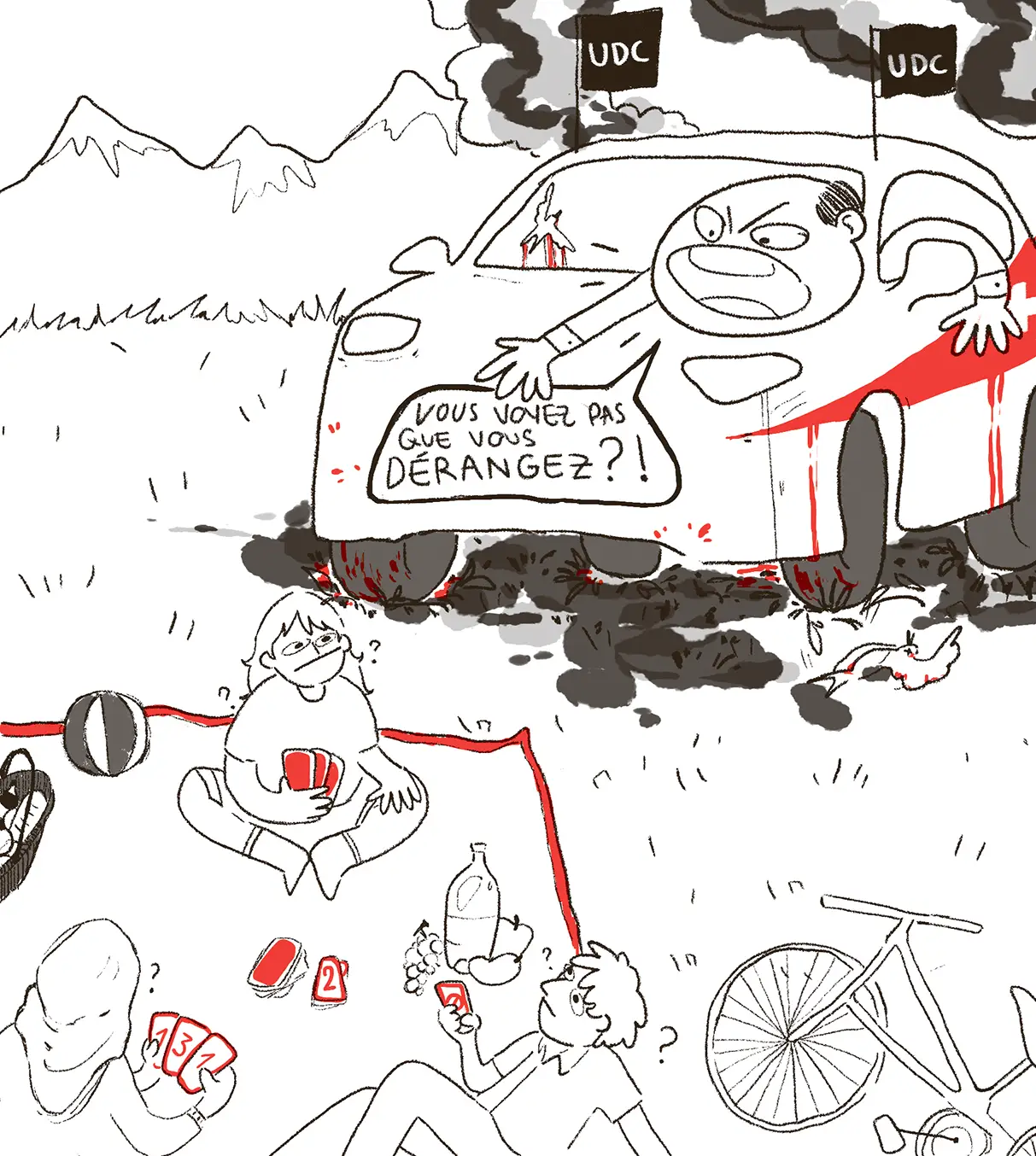 Une dessin humoristique à propos de l’initiative de l’UDC «Pas de Suisse à 10 millions»