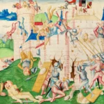 Illustration représentant l’assaut du château d’Orbe