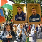 Des portraits de journalistes palestiniens assassinés