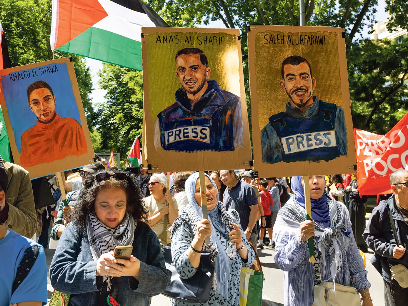 Des portraits de journalistes palestiniens assassinés