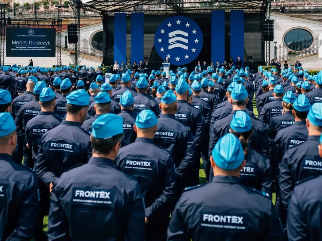 Des officiers de l’agence Frontex