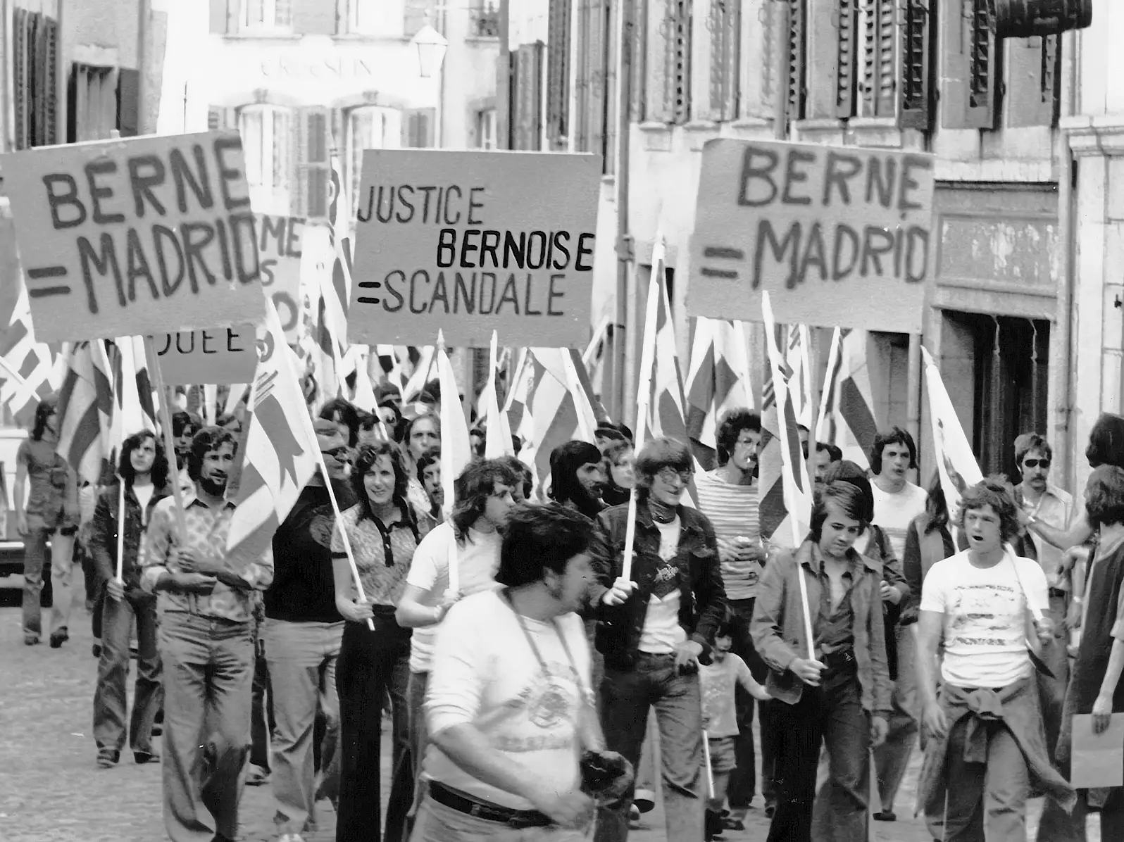 Manifestation d’autonomistes jurassiens en 1976